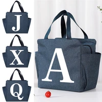 insulated lunch box bags womens kids thermal bento cooler tote bags outdoor picnic white letter print foods storage container