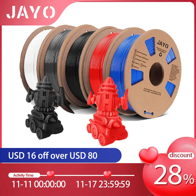 

Филамент JAYO PETG для 3D-принтера, 1,75 мм, 5 рулонов