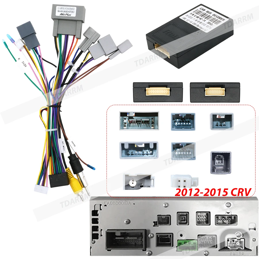 

Автомобильный радиоприемник Android Canbus Box, декодер, проводка для HONDA CIVIC 2012/CRV 2012-2016, 16-контактный жгут, адаптер, кабель питания