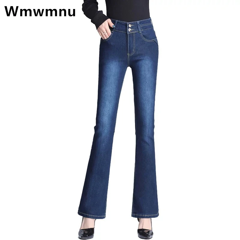 Oversized Slim Flare Denim Pants For Women Streetwear High Waist Vintage Blue Skinny Jeans Casual Stretch Cowboy Trousers 2022