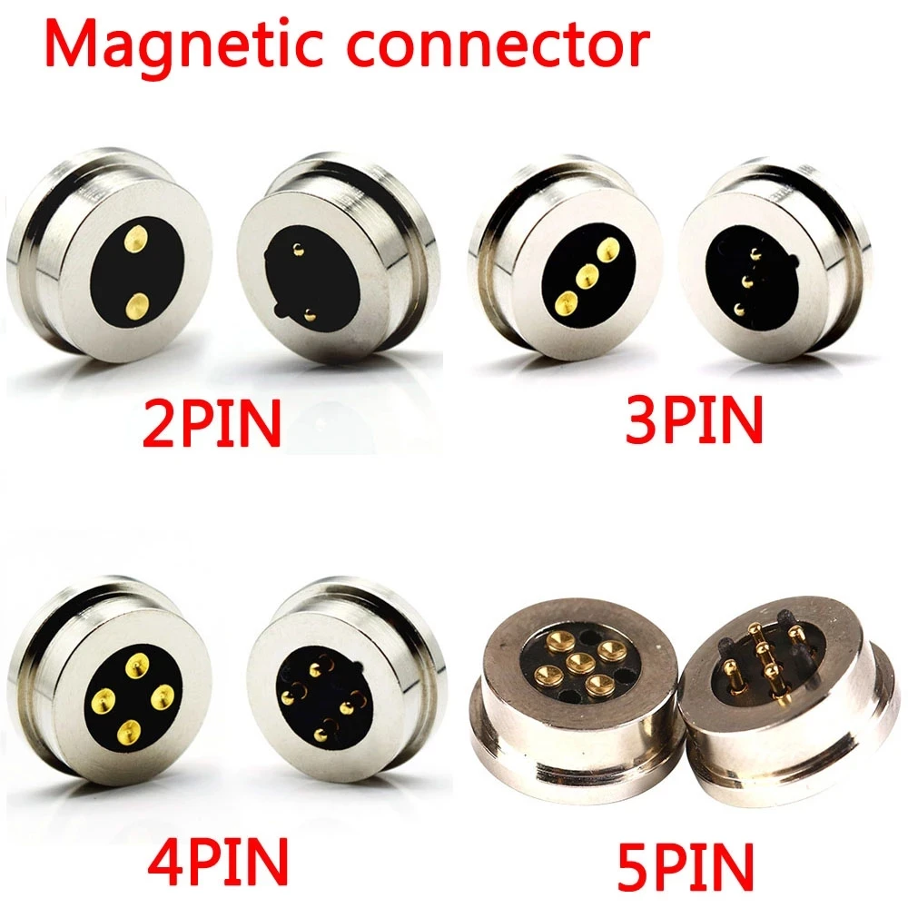 

2/3/4/5P round high current magnet suction spring pogo pin connector male and female probe DC power charging magnetic connector