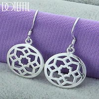 doteffil 925 sterling silver round flowers drop earrings for woman wedding engagement fashion party charm jewelry