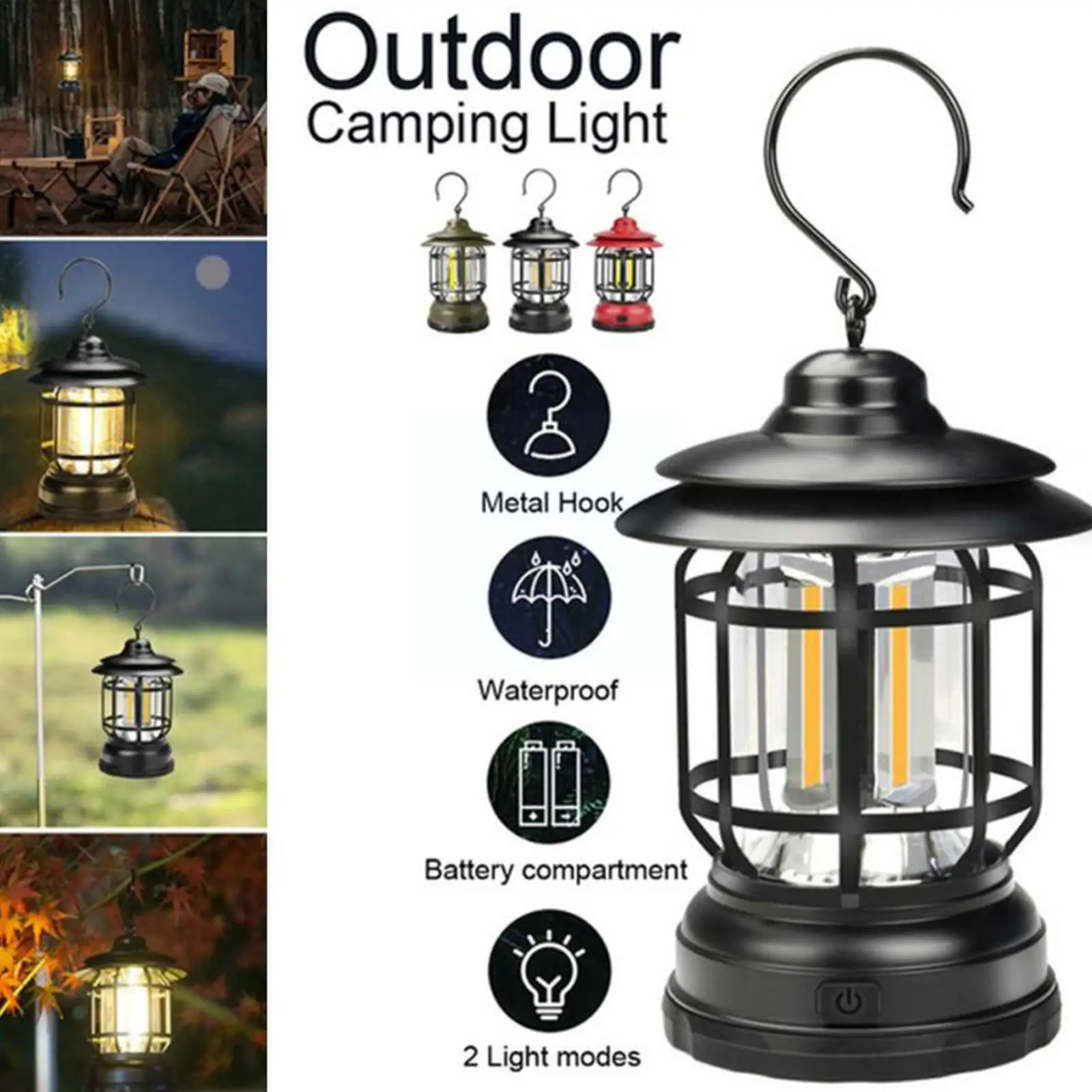 

Многофункциональный светильник для палатки в стиле ретро, портативный светильник для кемпинга, подвесной светильник с регулируемой яркост...