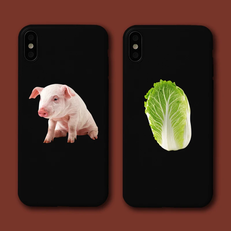 

Funny Cartoon Pig Phone Case for Iphone 13 12 11Pro XS Max X XR for Iphone 6S 7 8 Plus 12Pro Soft Cute Cabbage Couple Cover