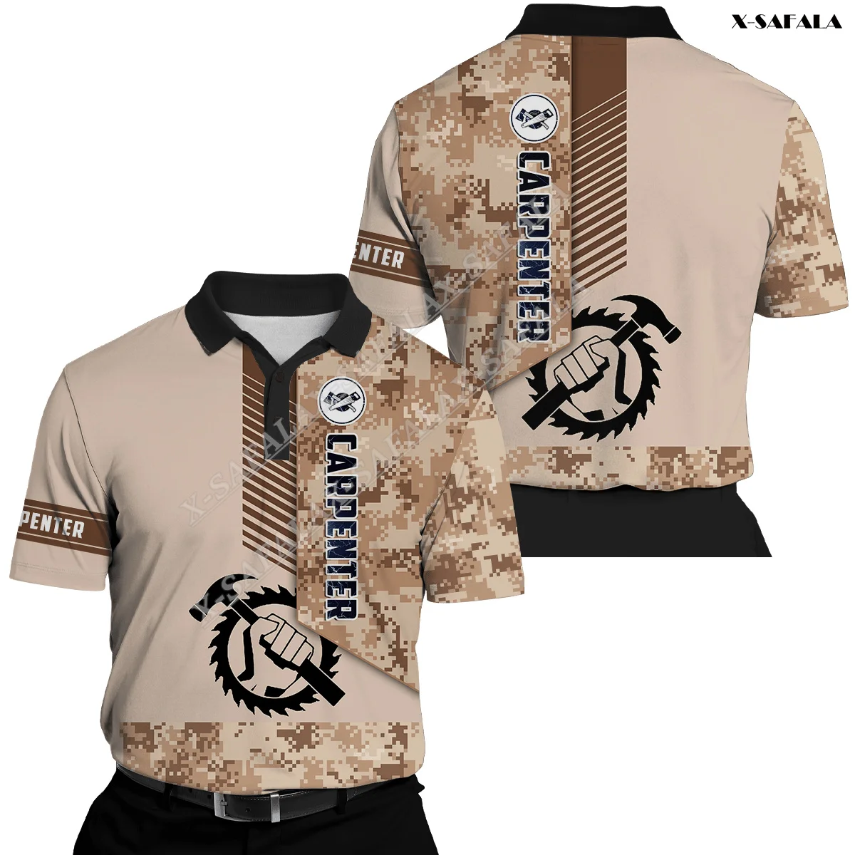 

Рубашка-поло мужская с коротким рукавом и 3D-принтом