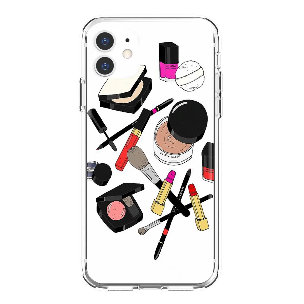 Дешевые силиконовые чехлы для телефонов-помада-красота-девушка-макияж-набор