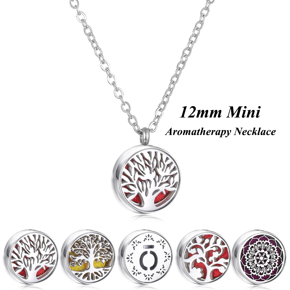 Новинка 12 мм Мини ожерелье для ароматерапии 316L нержавеющая сталь Древо жизни