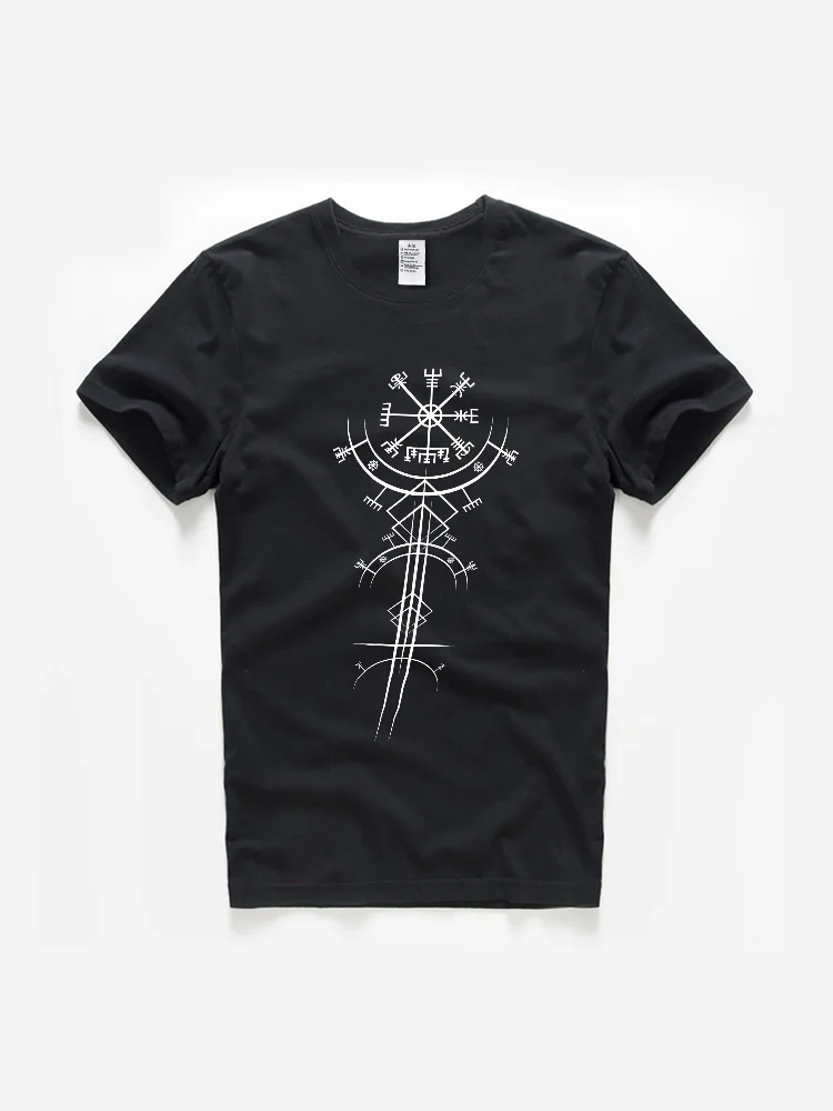

Ancient Viking Magic Navigation Compass T-Shirt Distressed Vegvisir Art Design Men's Clothing Summer 100% Cotton Soft Tee Tops