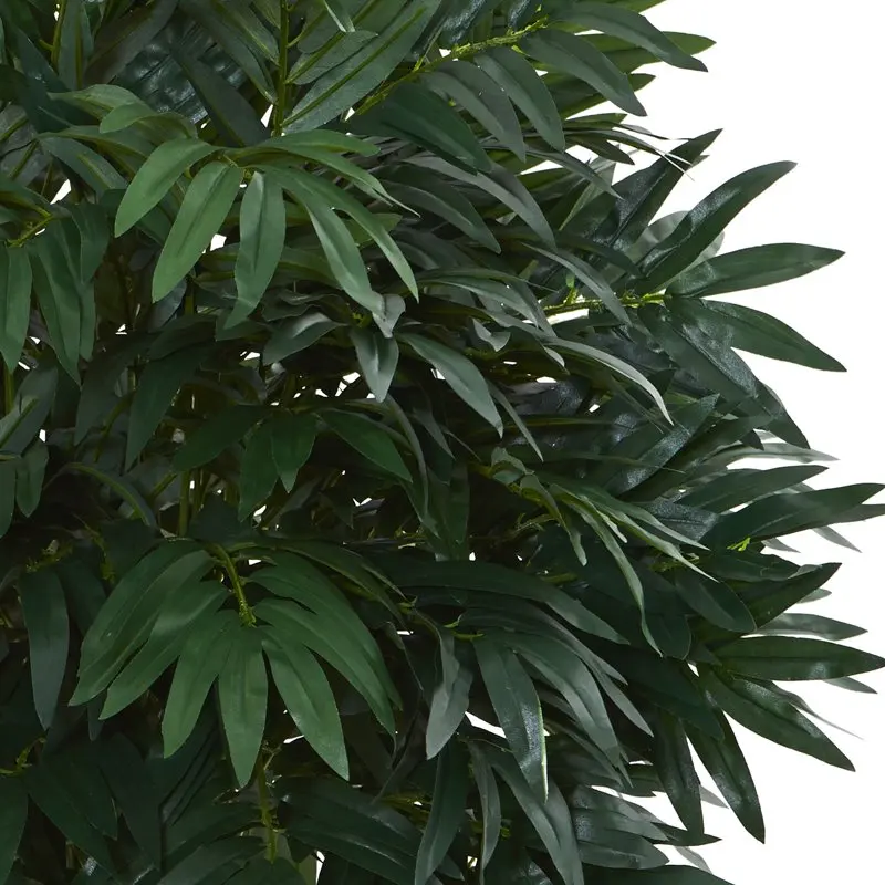 

Leaves Superb Double Bamboo Palm Artificial Plant with Green Leaves in an Elegant White Tower Vase.