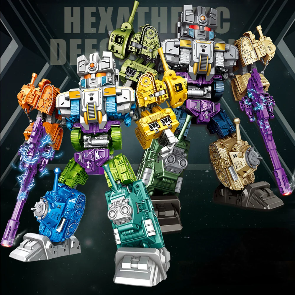 

Anime Q Version 6 In 1transformation Toy Mecha Tank Armored Robot Car Action Figure Collection Toys Model Best Gift For Boys