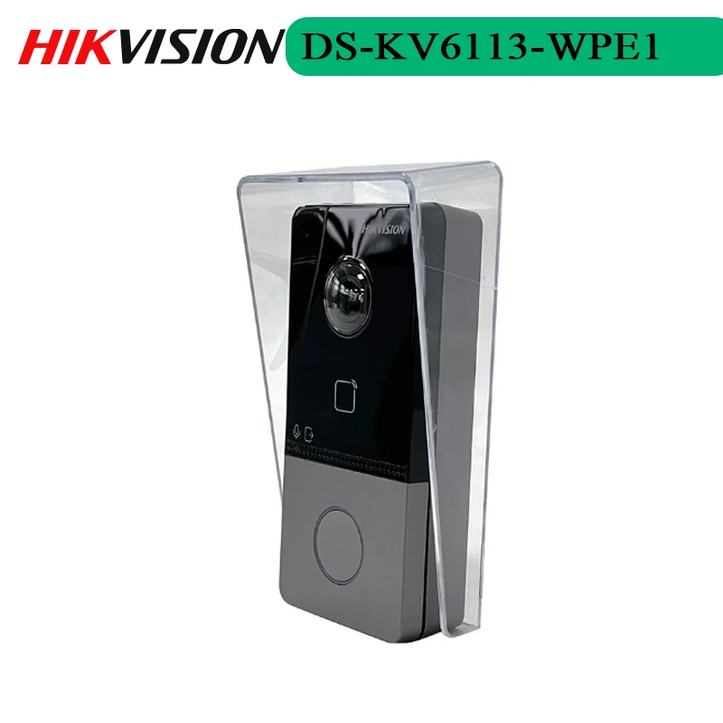 

Hikvision Video Intercom Doorphone with Rain Cover, WIFI Doorbell Unlock Door DS-KV6113-WPE1(C)+Protective Shield
