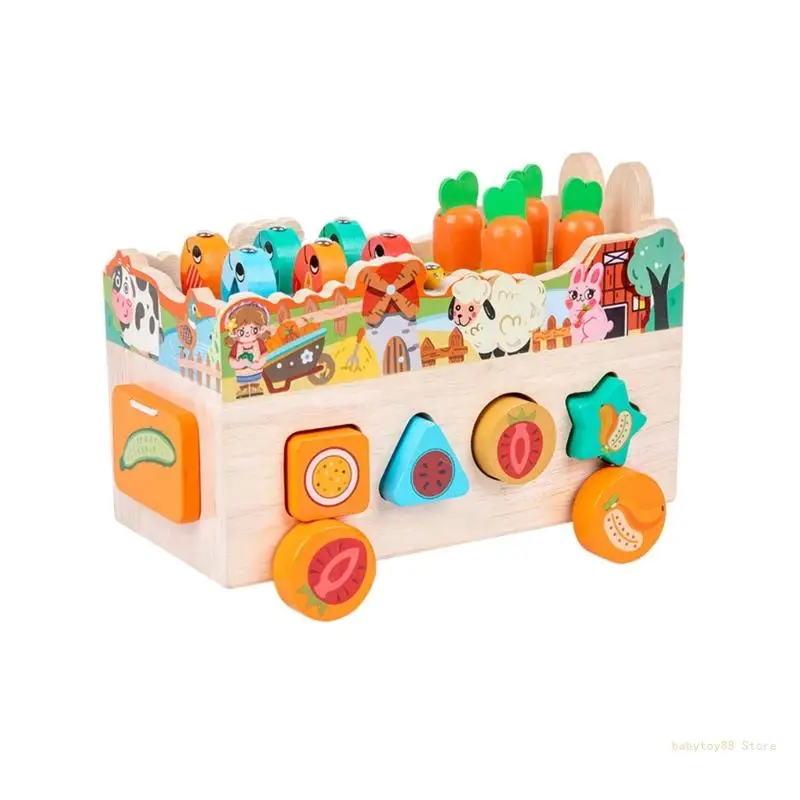 

Y4UD Interactive Kids Pull Radish Insect Game Toy Meaningful Table Game Truck Shape