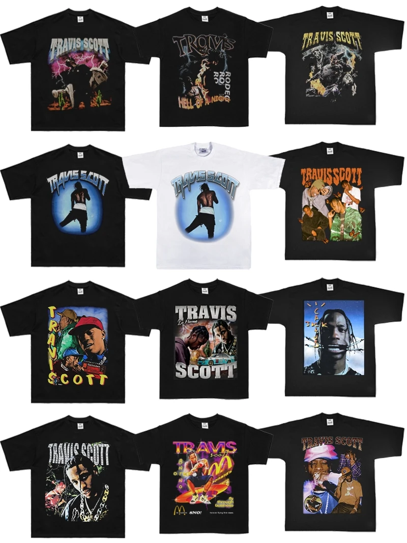 

Travis Scott Portrait Graphic Print T Shirt Hip Hop Rapper Mens Cactus Jack Tees Men Women Fashion Street Tshirt Short Sleeve