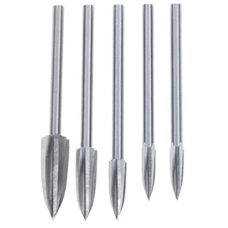 

5PCS Woodcarving High-Speed Steel Engraving Drill Bit Set, Carbide Steel Root Milling Machine Burr Precision Engraving