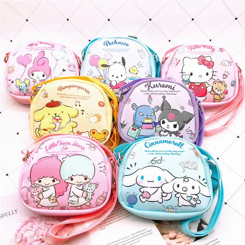 

Hello Kitty Children's Messenger Bag Cartoon Cute Shoulder Bag Kulome Melody PU Boys and Girls Large-capacity Storage Bag