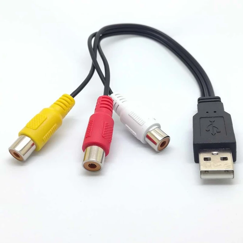 

0.3m Adapter Cable USB Male To 3 RCA Male Video AV Converter Cable For HDTV TV Television Computer TV
