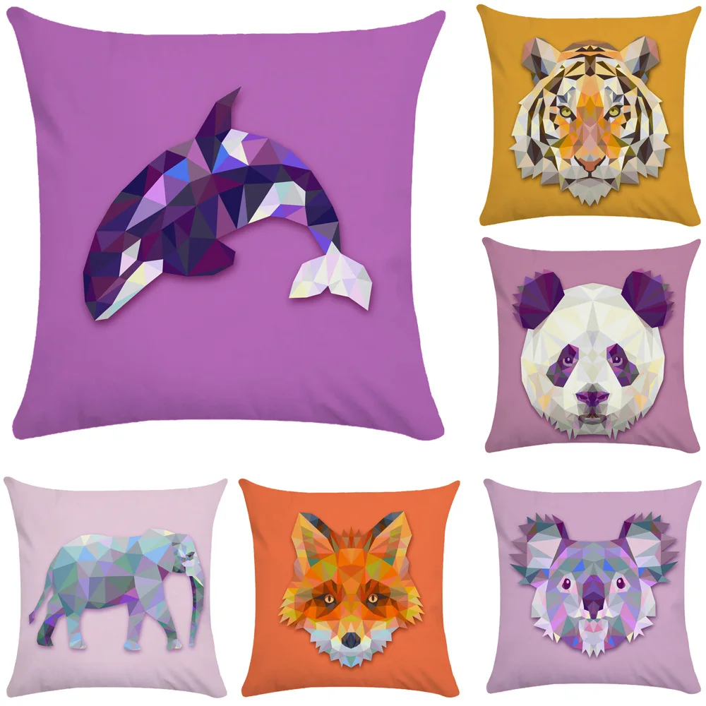

Colorful Animal Head Pillowcase Funny Tiger Panda Wolf Pillow Covers Decorative Bed Sofa Pillow Case Home Decor Room Aesthetics