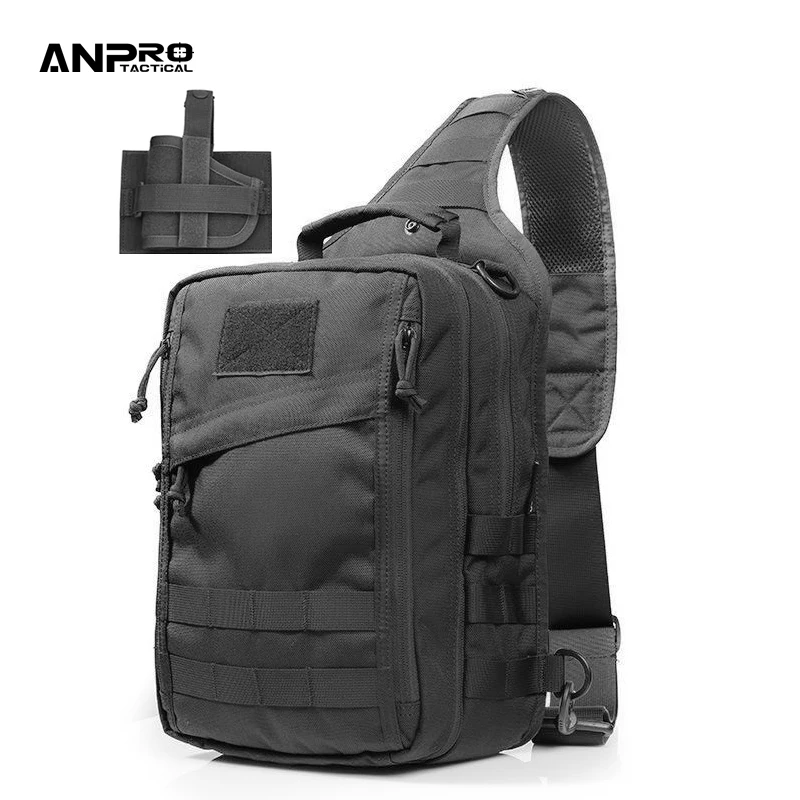 Sling Bag Molle System Range Bag Waterproof Military Gun Accessori Tactic Handbag Holster Inside EDC Pistol Case Breathable Back