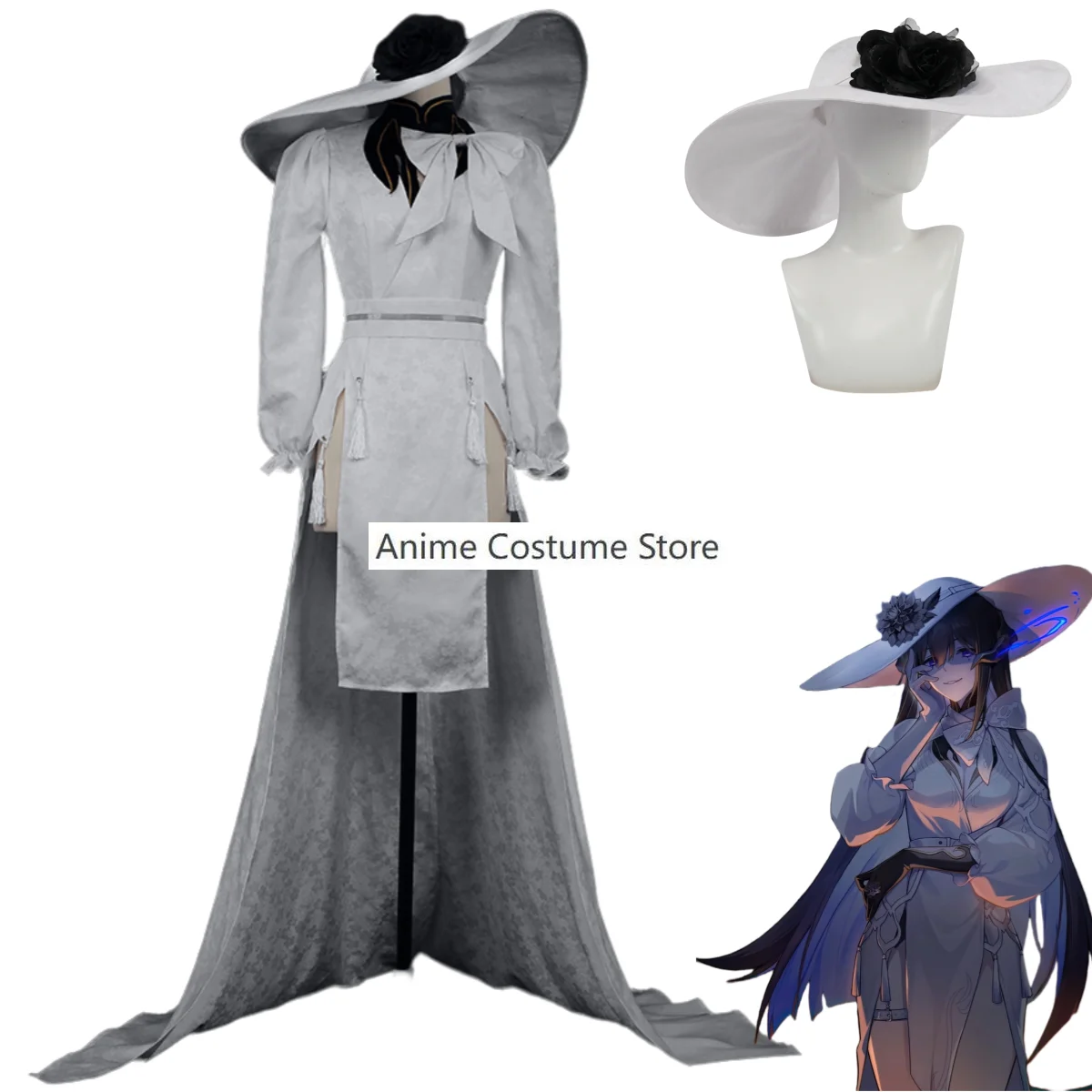 Костюм для косплея героев аниме хонкай: звёздная рельса Констанция Далия белое