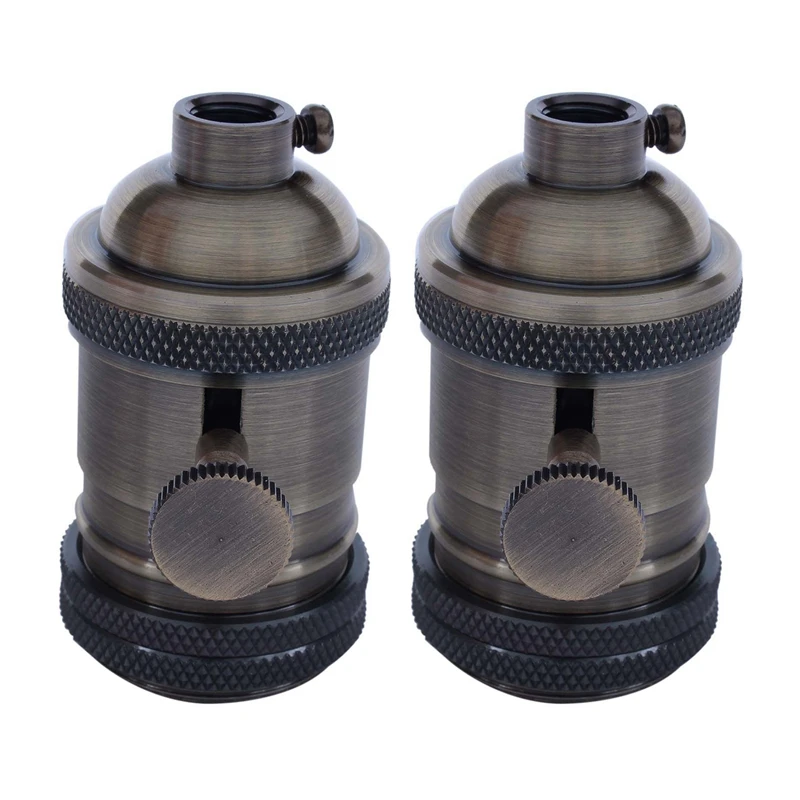 

2X E27 ES Vintage Retro Screw Bulb Socket Lamp Holder Light With Switch Bronze