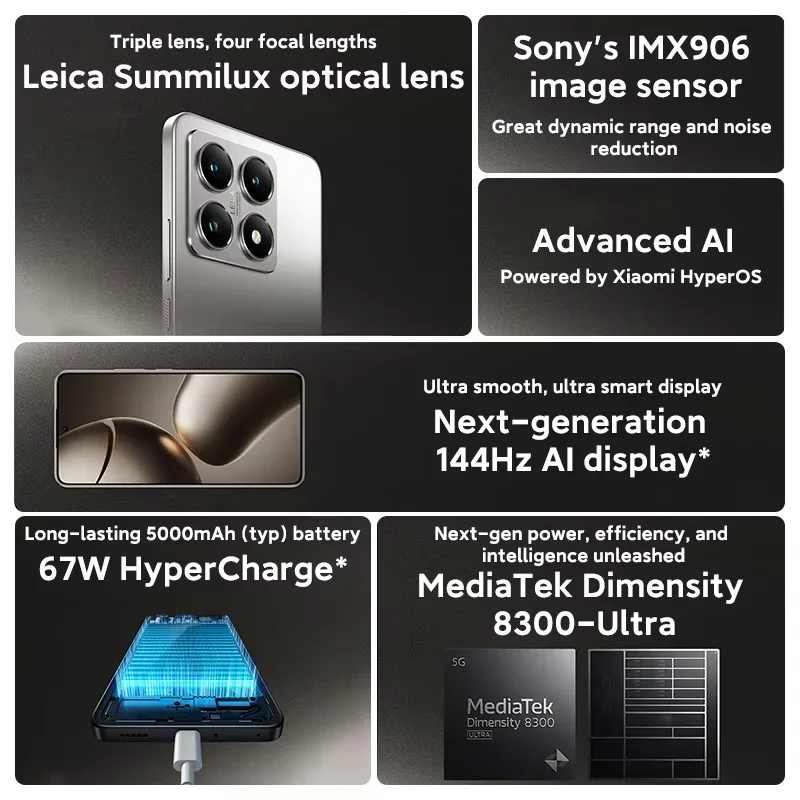 Xiaomi 14T телефон 12 Гб/256 ГБ Гб/512 черный/серый/синий/зеленый цвет |