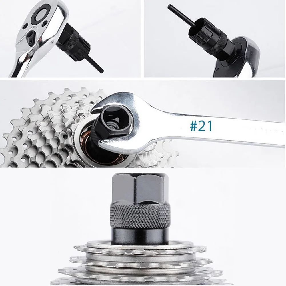 

Remover Cassette Removal Tool Flywheel Freewheel Lock Ring Remover Silver High Performance High Quality Hot Sale