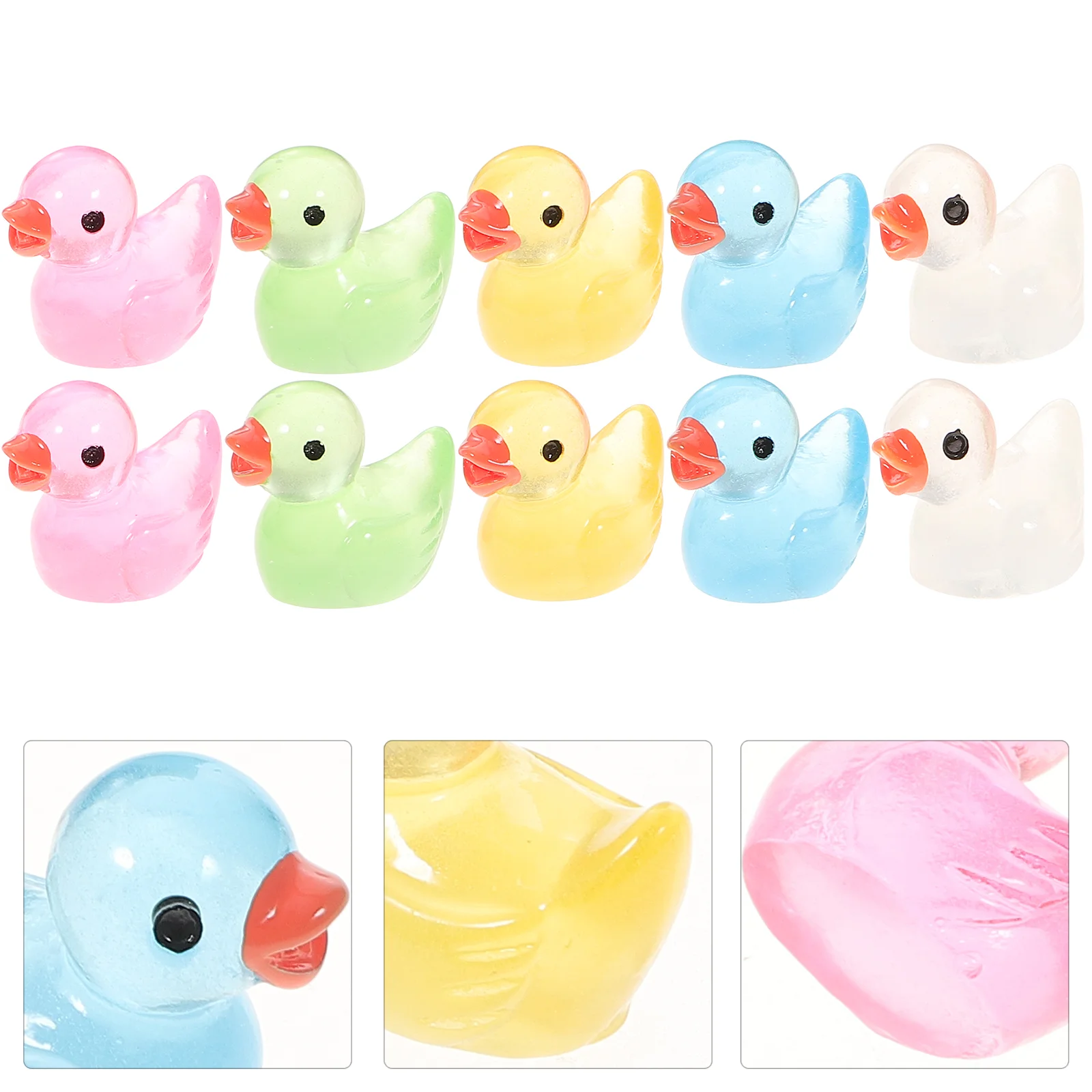 

Mini Duck Sculpture Toy Miniature Items Resin Figures Accessories Crafts Luminous Party Decorations Garden