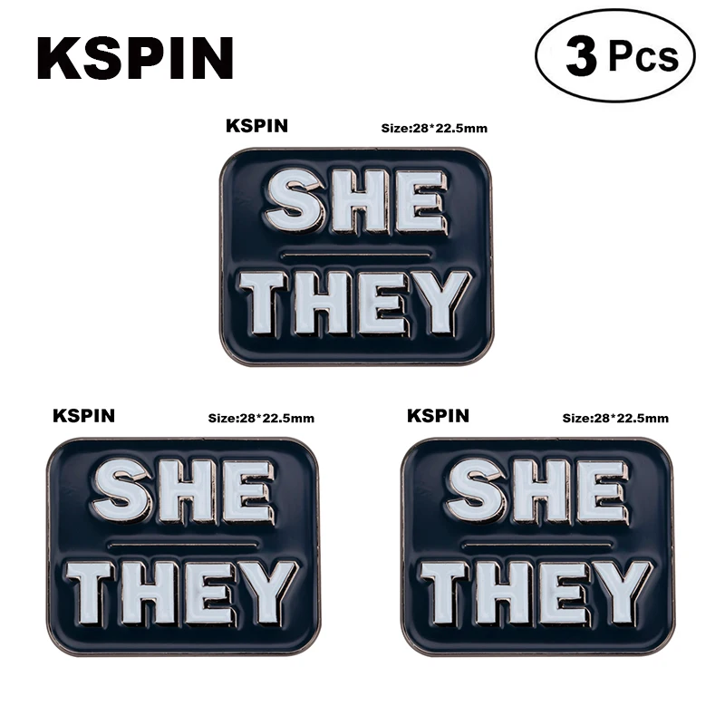 

SHE THEY Lapel Pin Flag badge Brooch Pins Badges 3Pcs a Lot