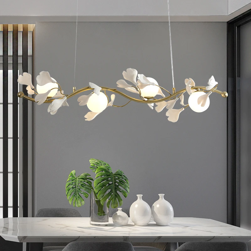 

Modern LED Chandeliers Ceramic Ginkgo Leaf Petals for Dining Room Dining Modern Hanging Lamp Restaurant Lighting Interior Decor