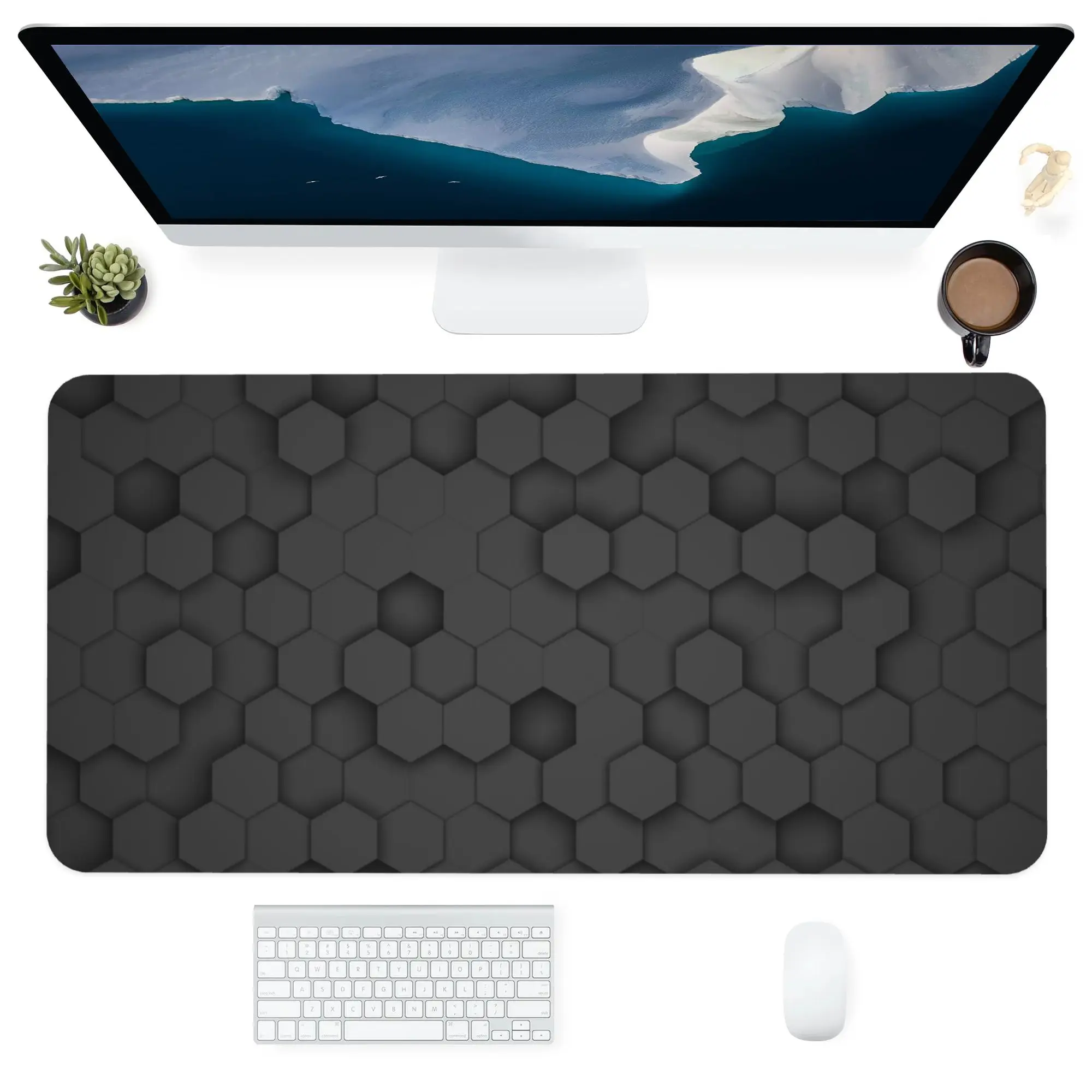 

Mouse Pad Computer Office Supplies Accessories Square Dustproof Customized Mats Desk Pads Black Dazzling Honeycomb Plaid Pattern