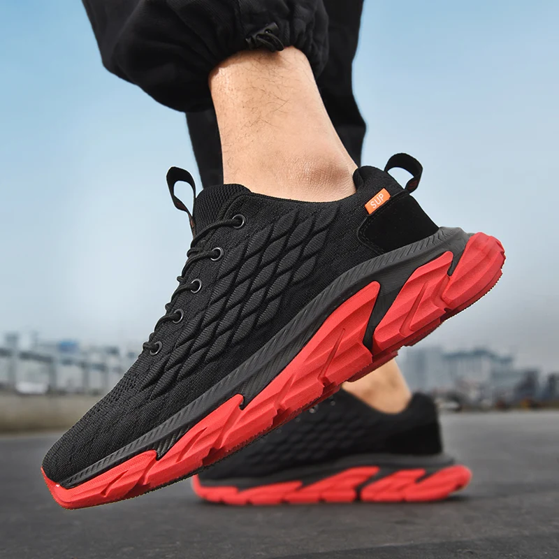 JIEMIAO New High Quality Trendy Men Sneakers Mesh Breathable  Running Shoes Outdoor Comfortable Sports Shoes Zapatillas Hombre