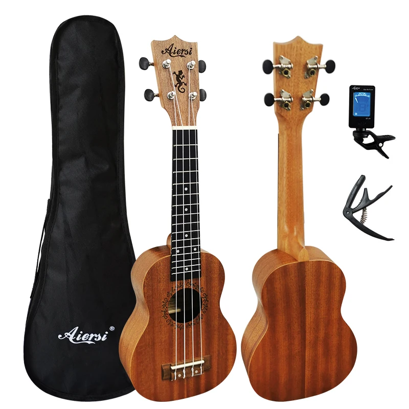 Amahi UK-110 Sopranino Mini 17" Mahogany Acoustic Ukulele with 10mm Bag Natural 