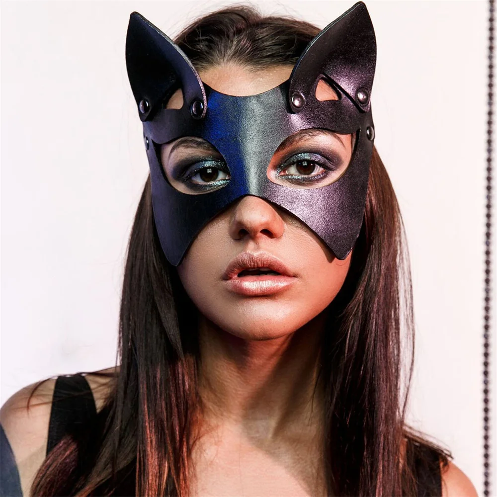 Leather Fox Blindfold Cosplay Prom Role Play Mask Sm Sex Toy Cat Mask Party Prom Costume Masquerade Mask Halloween Gifts Make