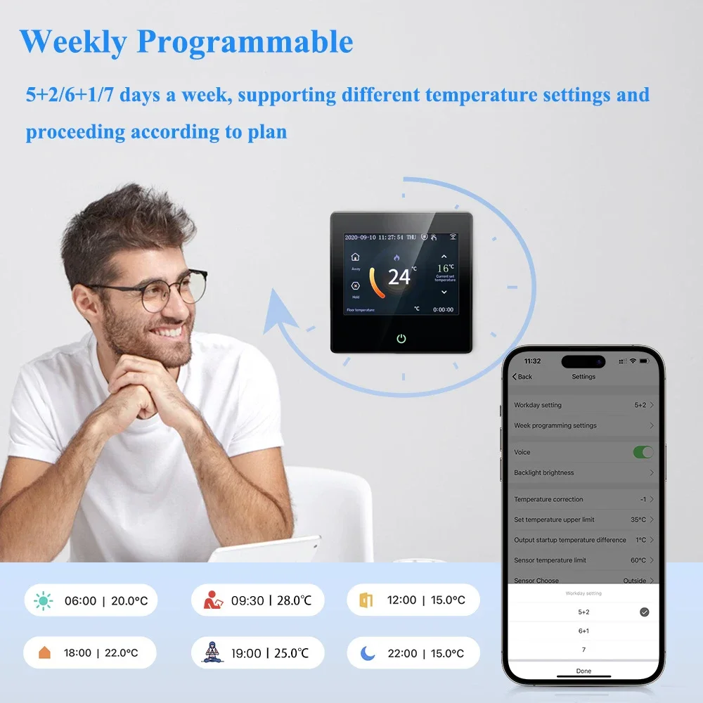 Умный беспроводной термостат Tuya Wi-Fi контроллер для нагрева воды/электрического