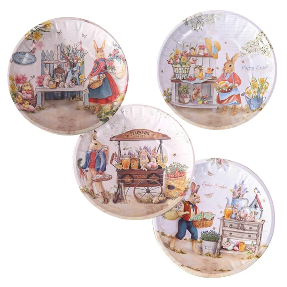 

Plate Easter Tray Serving Fruitplates Snack Dish Iron Appetizer Party Dinner Cake Nut Round Platter Decorative Trays Dessert