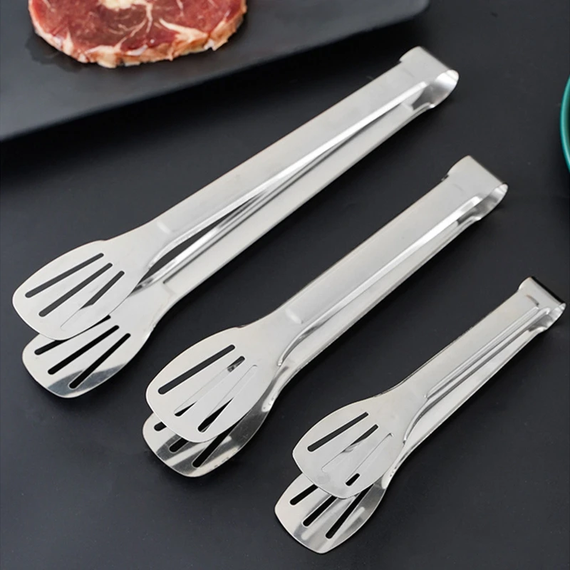 

3Pcs Stainless Steel Buffet Serving Tongs Salad Food Clip 3-Line BBQ Grill Bread Clamp Kitchen Cooking Barbecue Tools