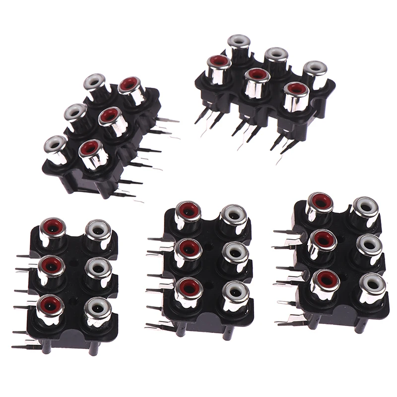 

5Pcs 6 Holes RCA Female Stereo Audio Jack AV Audio Input Socket Connector Amplifier Interface Signal Connection
