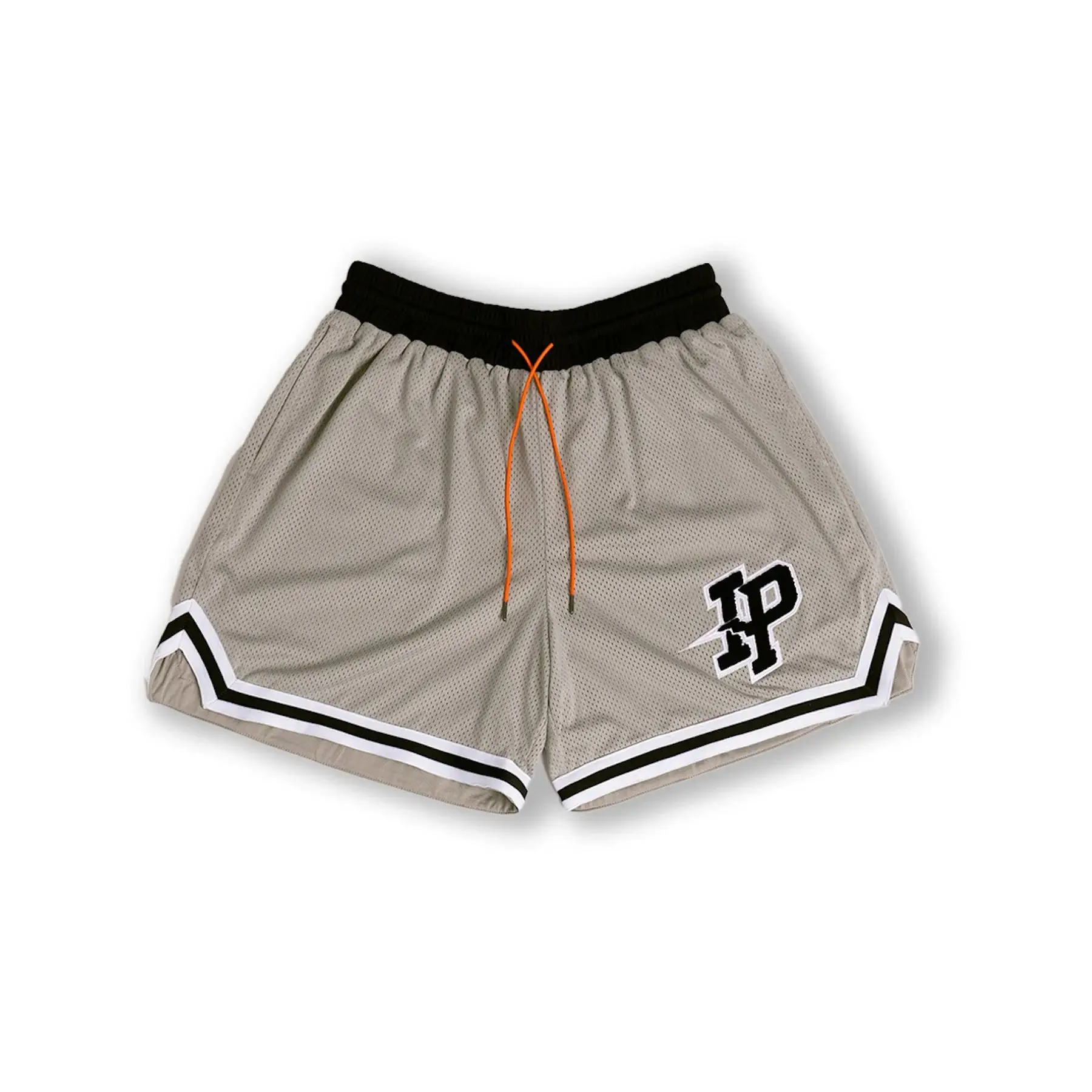 Inaka Power Shorts Men Women Basketball GYM Workout Mesh Double Layer Embroidery Basketball Shorts Grey