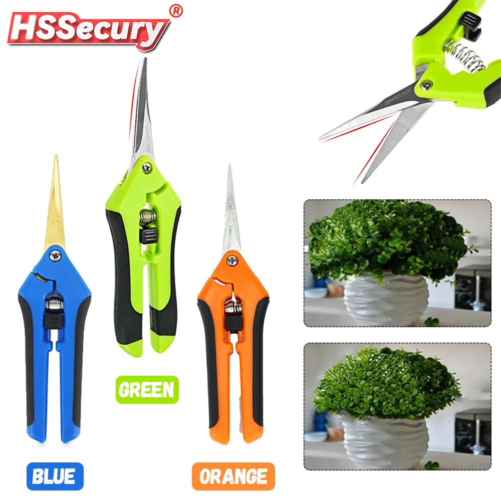 Garden Pruning Shear Straight Blade Shears Stainless Steel Elbow Cut Tools for Shrub Trimmer Household Leaf Potted Branch Pruner