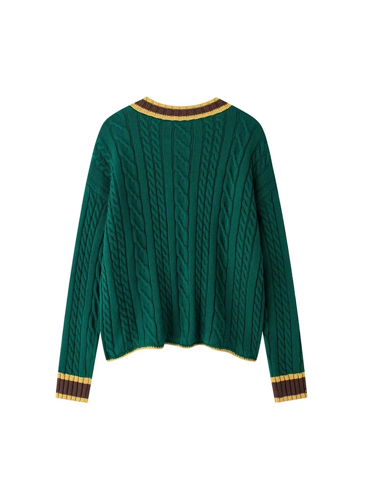 Новинка осени/зимы 2024 женский вязаный топ в стиле ретро повседневный однобортный