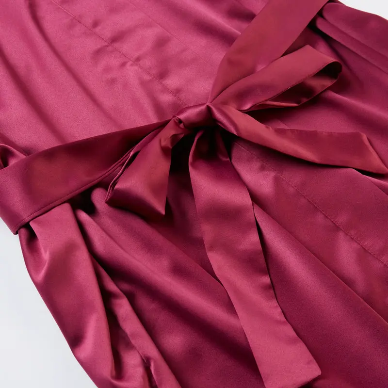 Customize Women Long Matt Satin Lace Robes Bridal Kimono Bride Robes Bridesmaid Robes Wedding Party Bathrobe Sleepwear