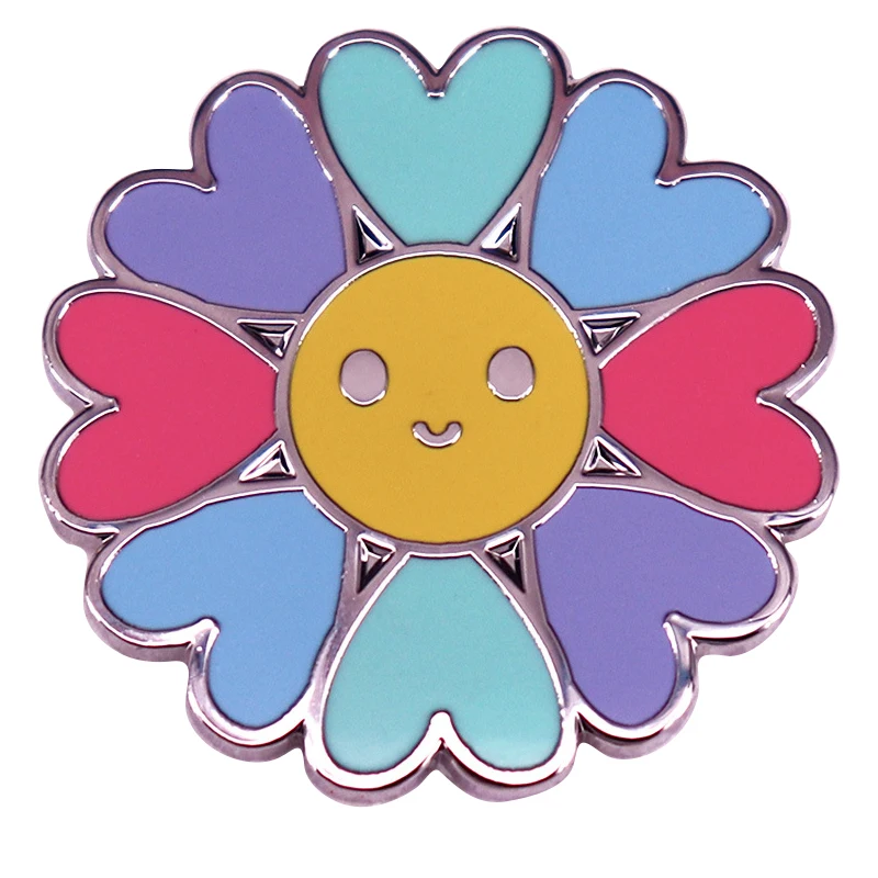 

B2090 Cartoon Love Petals Flower Brooches for Clothes Men Women Enamel Pins Briefcase Badges Lapel Pins Backpack Fashion Jewelry