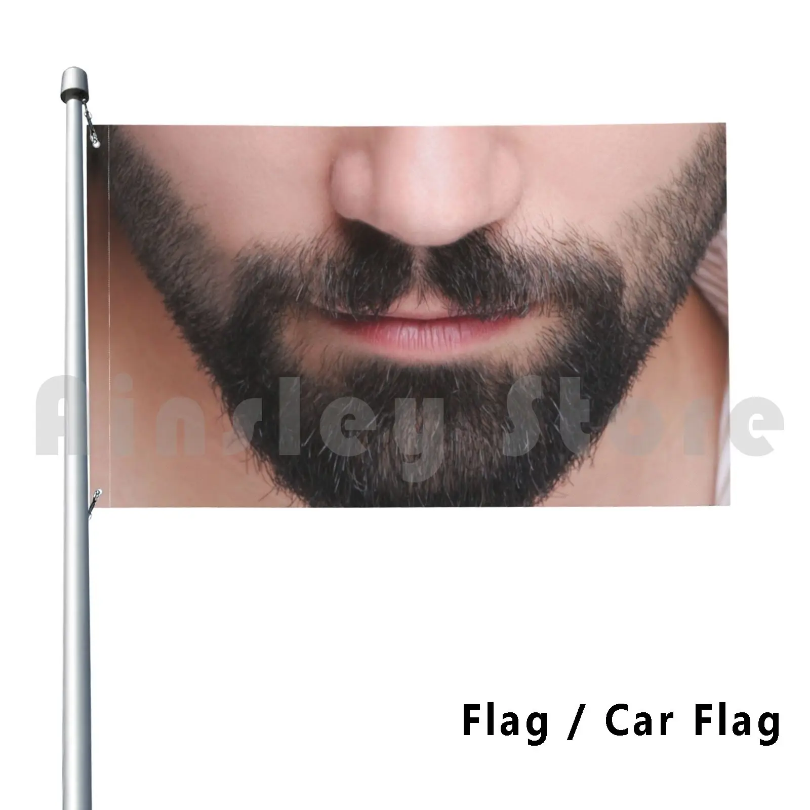 

Male Face With Beard Close Up Flag Car Flag Printing Custom Human Face Portrait Detail Excerpt Lower Part Beared