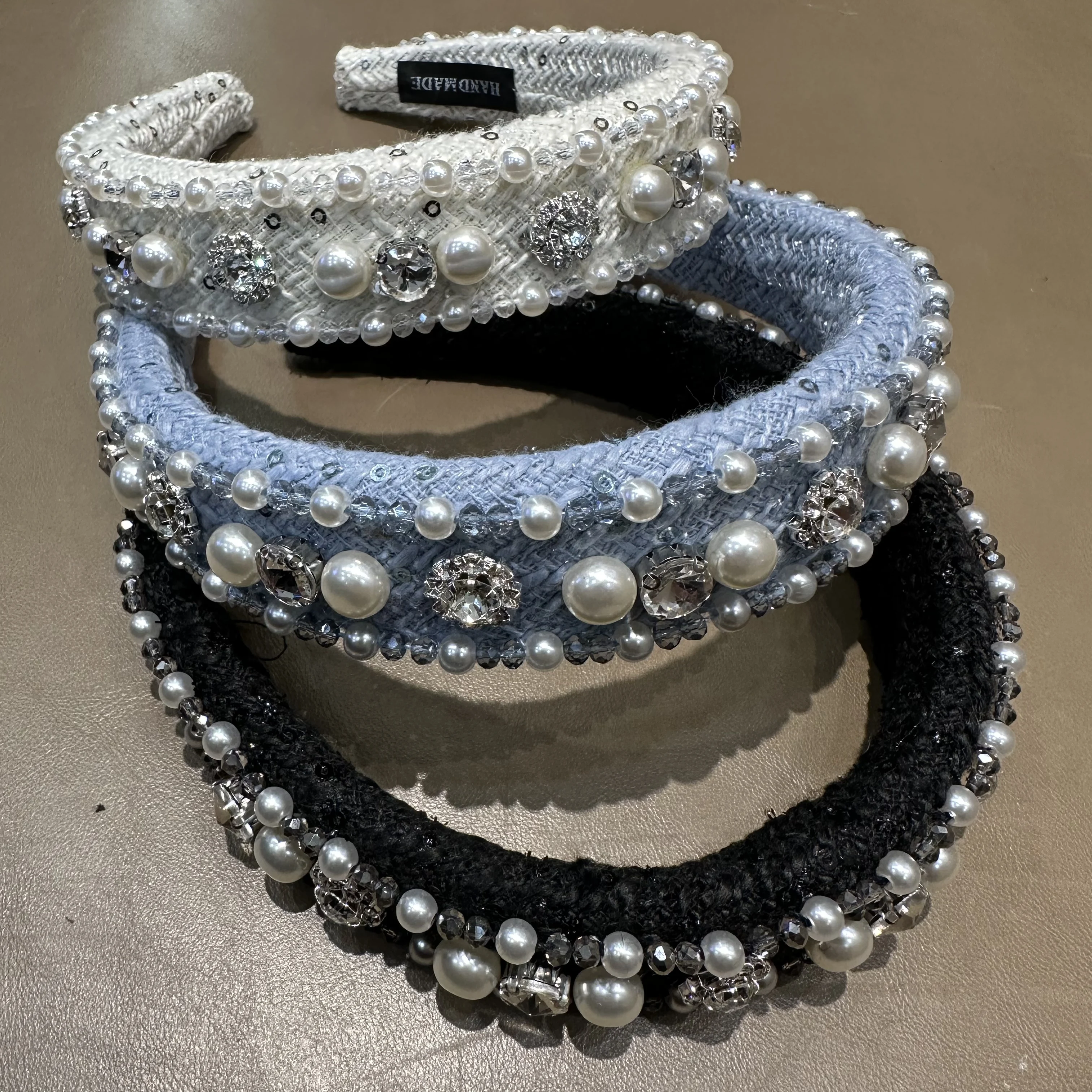 Твидовые повязки на голову с кристаллической решеткой для женщин темпераментные