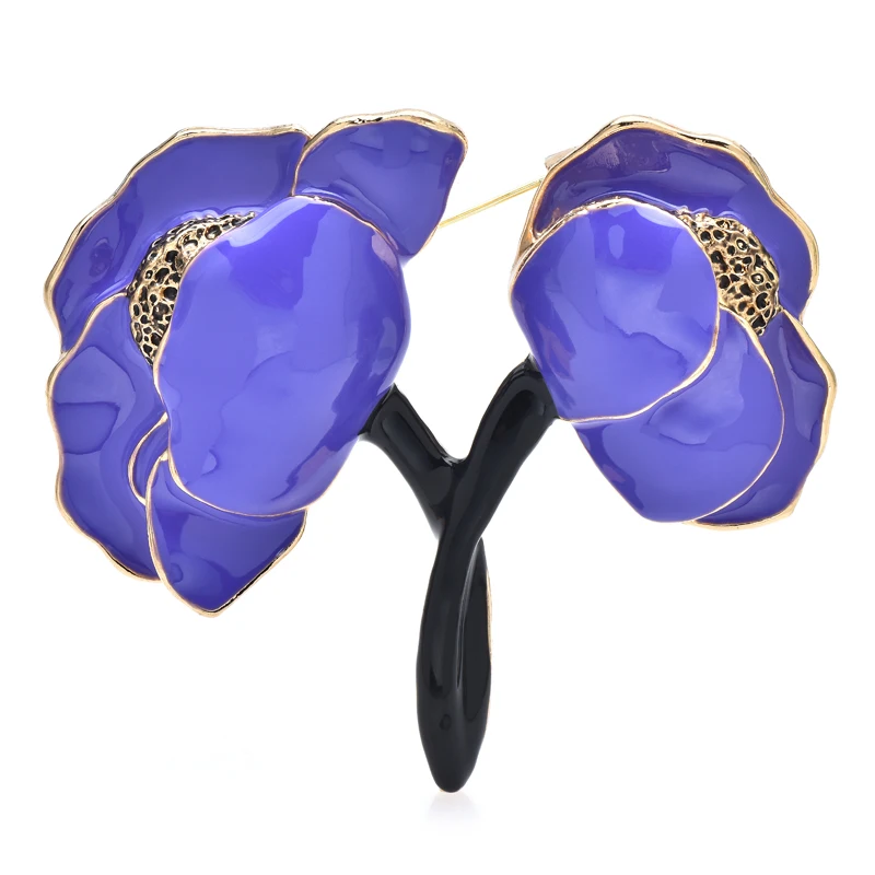 

Wuli&baby Charming Flowers Brooches Pins For Women 3-color Enamel All-match Flower Party Office Brooch Pin Gifts
