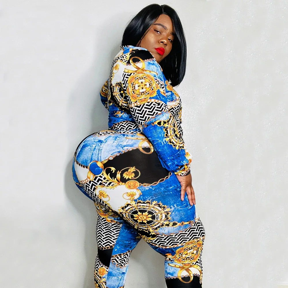 EOENKKY Plus Size 2-Piece Sets Autumn Women Print Shirt and Pants Sexy Sweatshirt Outfit Female Dropshiping Tracksuit Wholesale