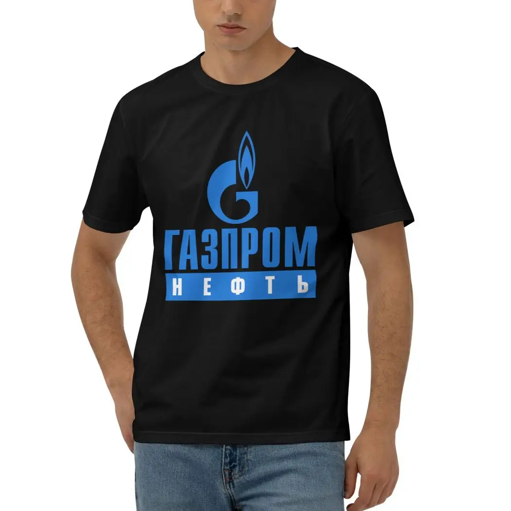 Повседневные мужские футболки для Газпрома модные с коротким рукавом и круглым