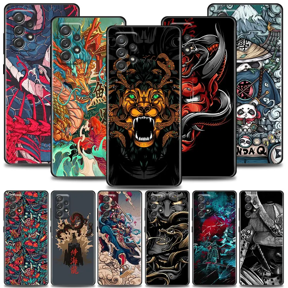 

Phone Case For Samsung Galaxy A72 A52 A53 A71 A91 A51 A42 A41 Note 20 Ultra 8 9 10 Plus 5G Case Cover Japanese Style Art Samurai