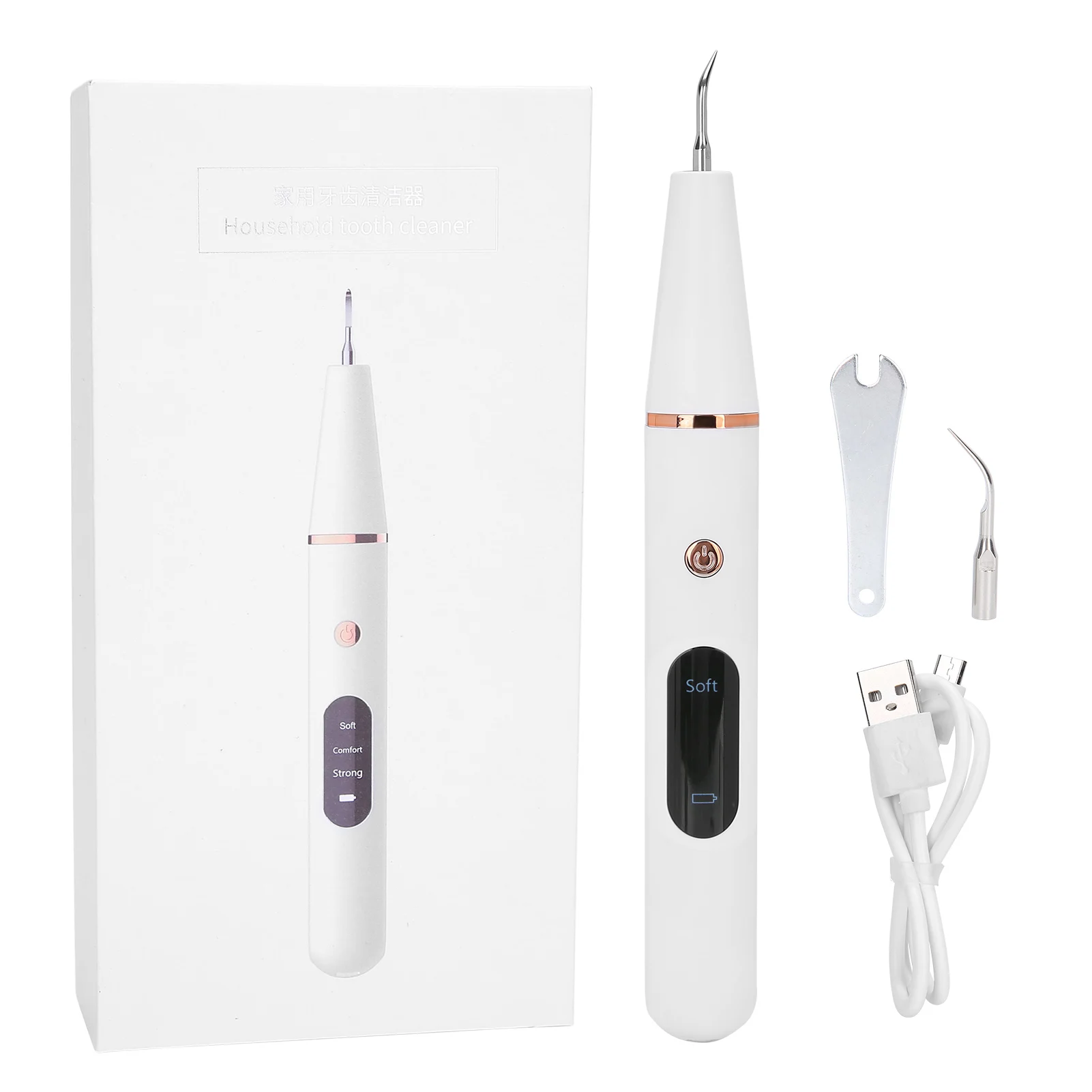 

Ultrasonic Dental Scaler Electric Teeth Cleaner Dental Calculus Plaque Tartar RemoverWhite
