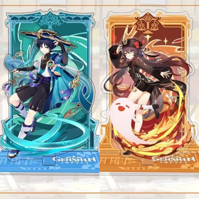 

Anime Cosplay Genshin Impact Figure Double Placement Acrylic Hutao Scaramouche Stand Desk Decor Game Gift For Friend Fans Toy